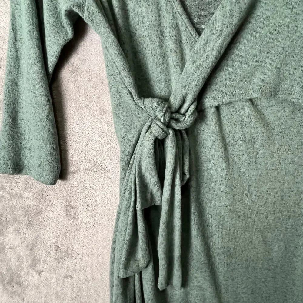 Pinkblush Mint Green Brushed Knit Wrap Fitted Nursing Dress V Neck Small‎ New